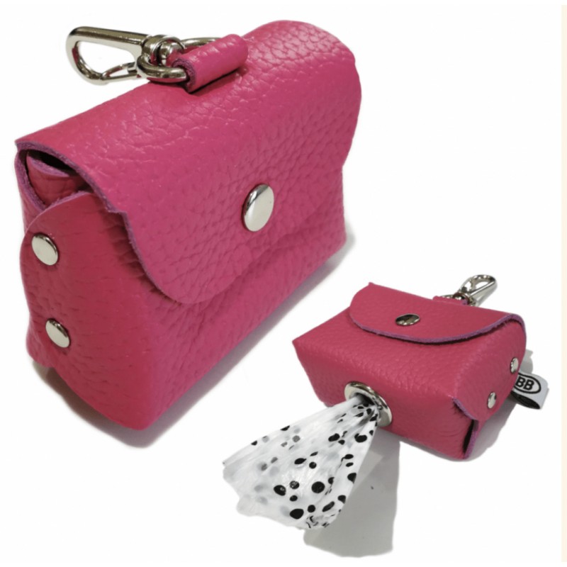 Buddy Belts Leather Poopurse, Hot Pink (Luxury)